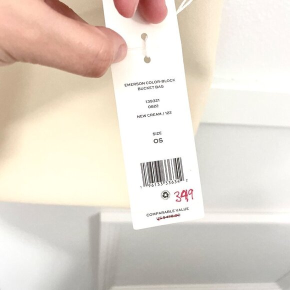 NWT Tory Burch Emerson Color Block Bucket Bag Ivory Blue Green - Picture 3 of 10